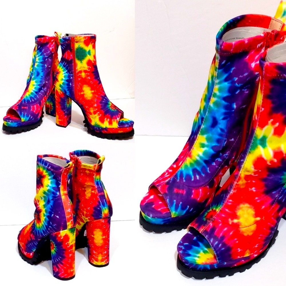 Tie-Dye Peep Toe Booties - Picture 2 of 5